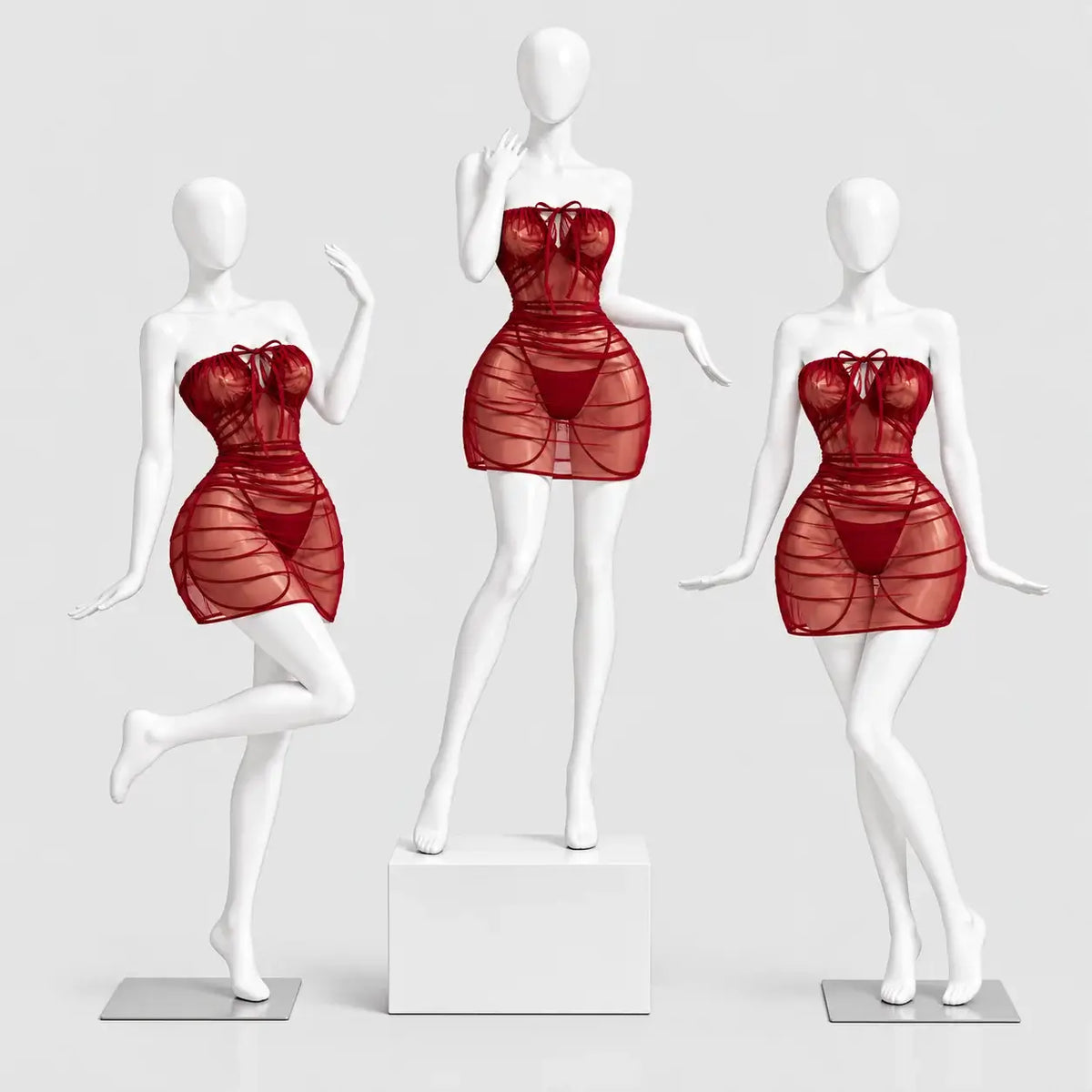 Sheer Ruched Mini Dress