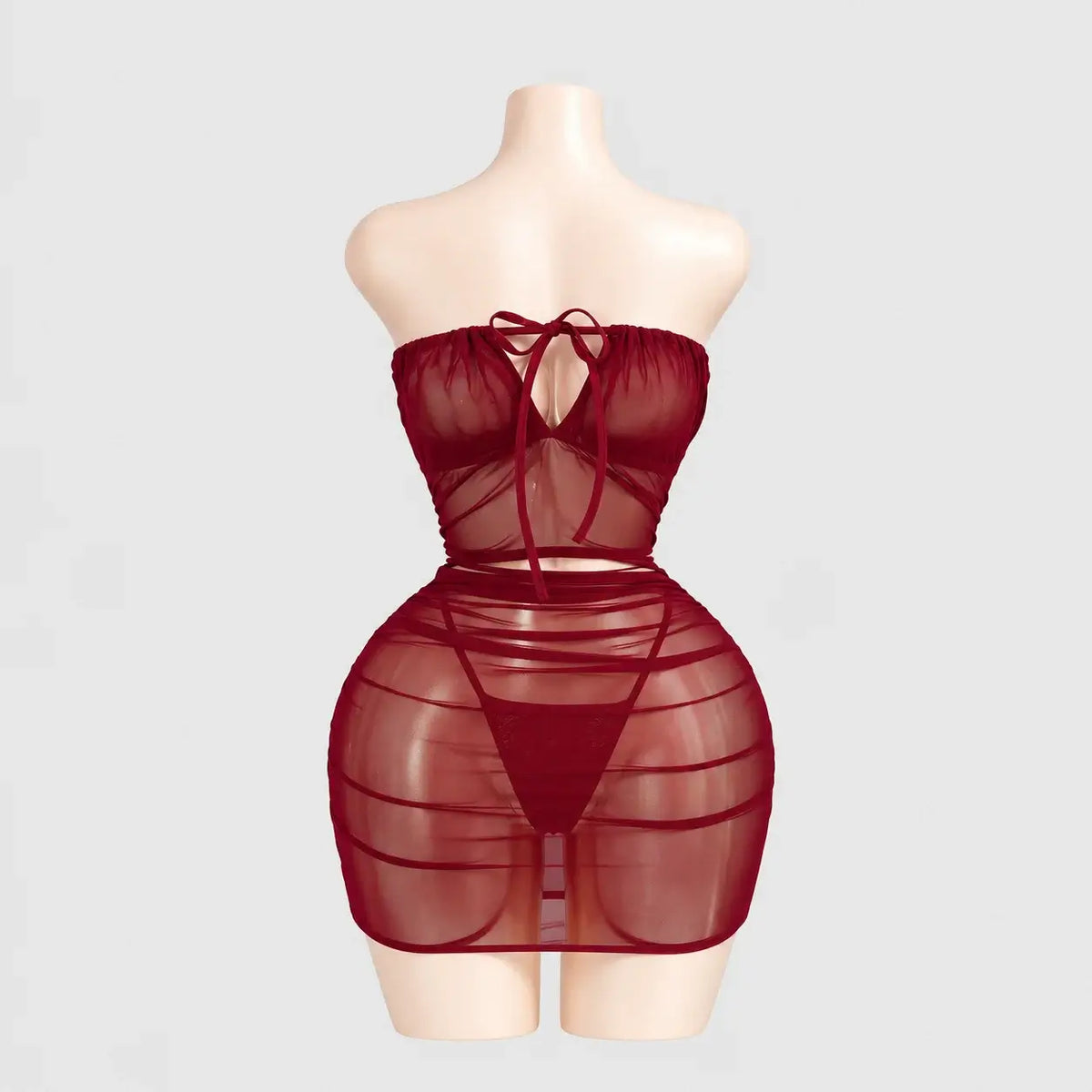 Sheer Ruched Mini Dress