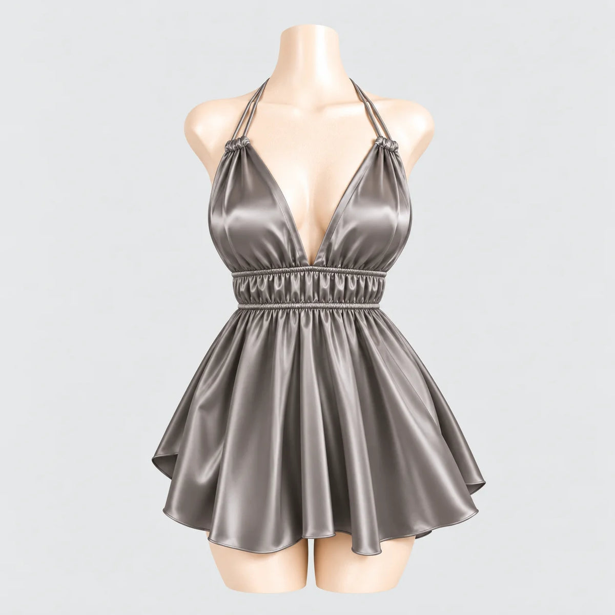 Satin Halter Mini Dress