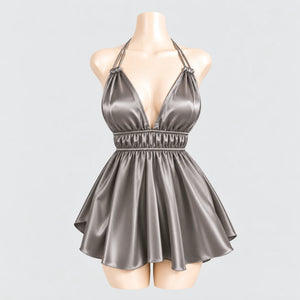 Satin Halter Mini Dress