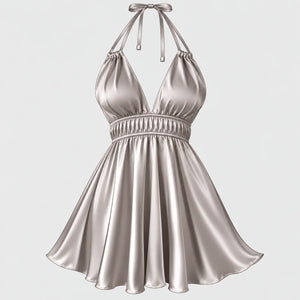 Satin Halter Mini Dress
