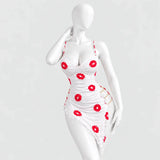 Kiss Print Lace Cut-Out Chemise