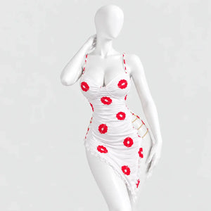 Kiss Print Lace Cut-Out Chemise