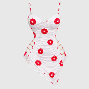 Kiss Print Lace Cut-Out Chemise