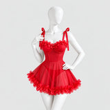Floral Mesh Babydoll with Tie Straps