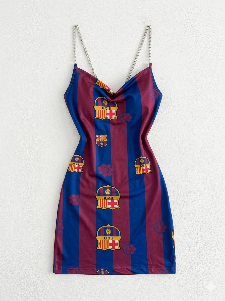 Barcelona FC mini dress with chain straps.