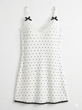 White polka dot camisole nightgown with black bows