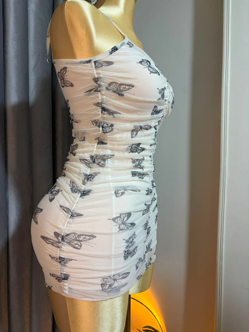 Butterfly Print Bodycon Mini Dress