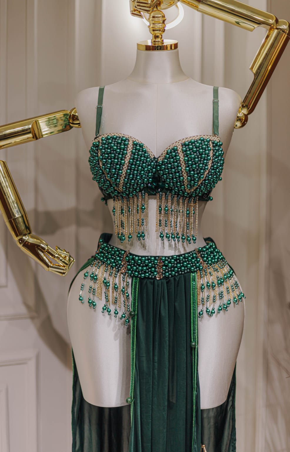 Handmade belly dance costume (green)