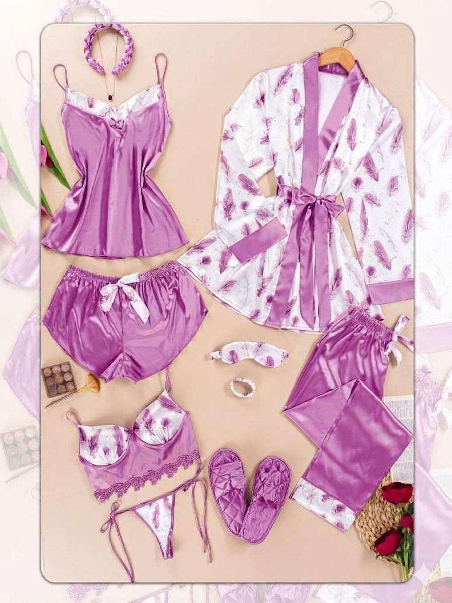 Premium 10-piece Syrian satin pajama set