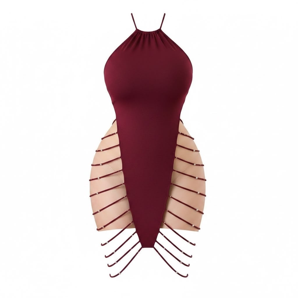 Side Cut-Out Strappy Lingerie Dress