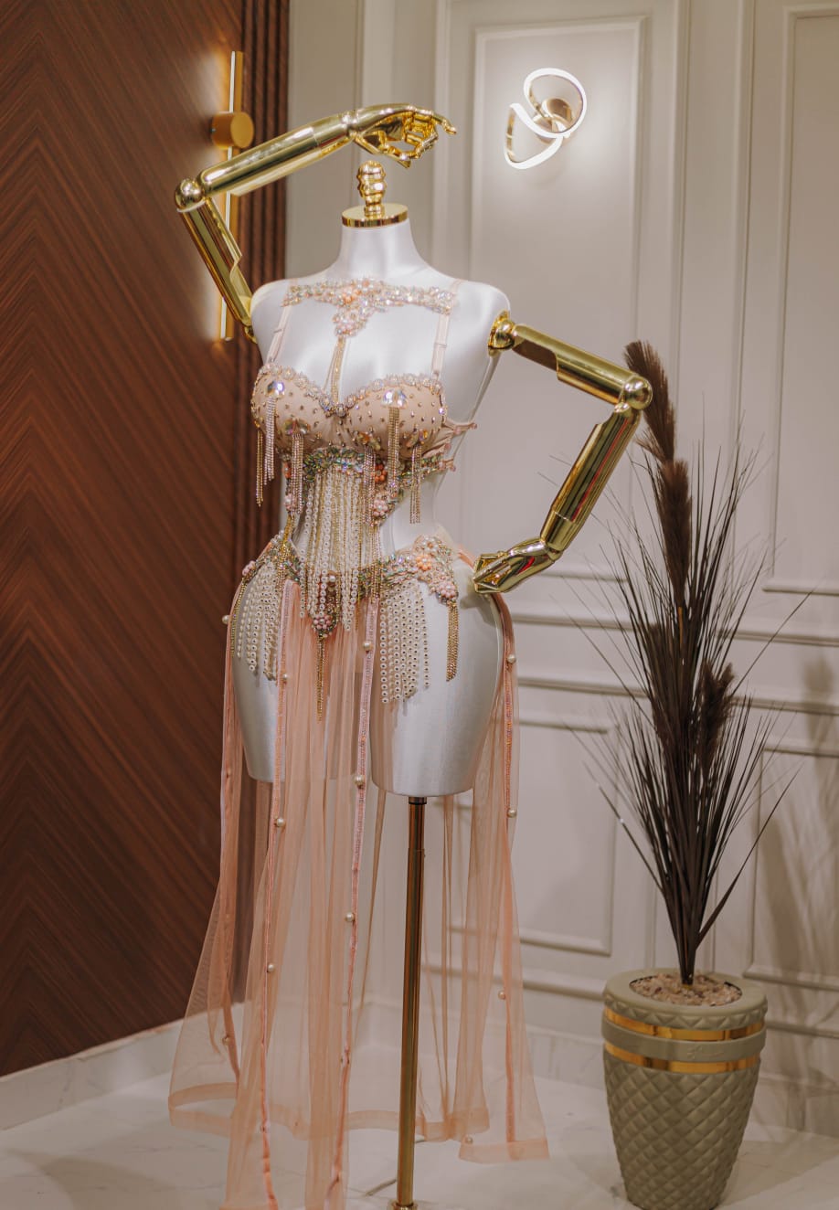 Handmade belly dance costume (Peach)