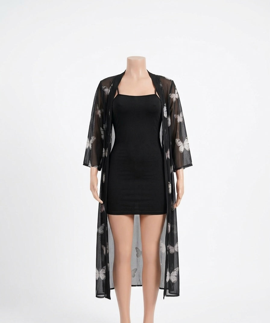 Dress with butterfly cardigan