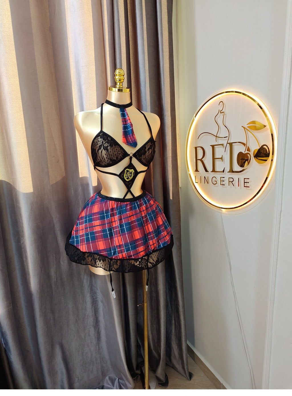 Strappy Lace Schoolgirl Costume