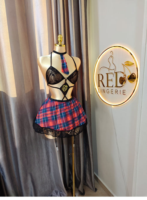 Strappy Lace Schoolgirl Costume