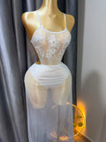 Double-Slit Lace & Chiffon Babydoll