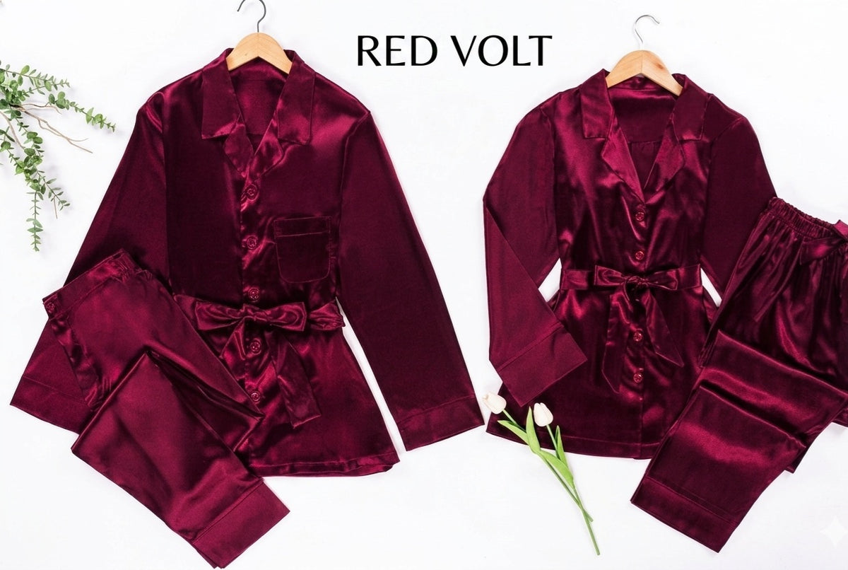 Premium Syrian satin couple pajama set