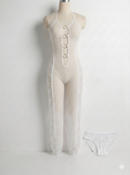 Sheer fishnet jumpsuit with a separate lace panty