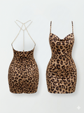 Chic ruched leopard bodycon dress