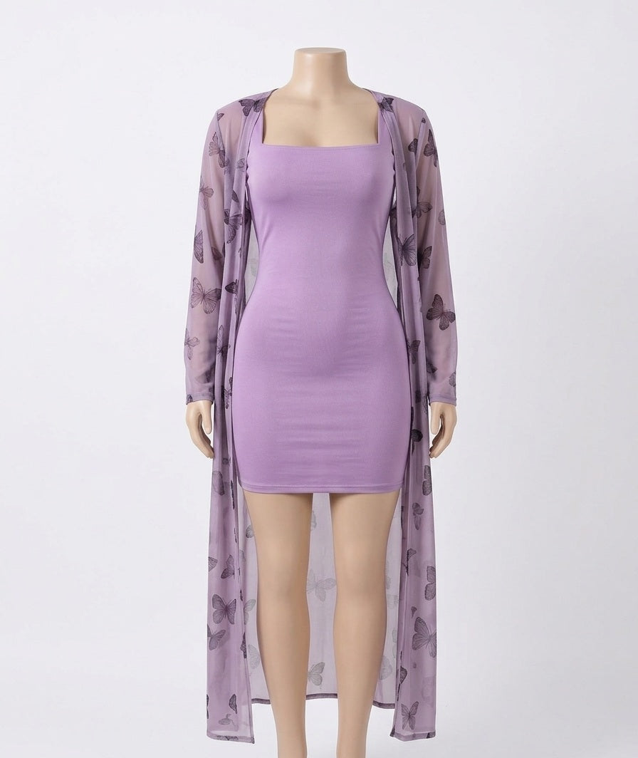 Dress with butterfly cardigan