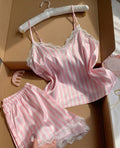 Striped satin pajama set