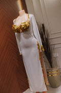 Handmade belly dance costume (white with gold)
