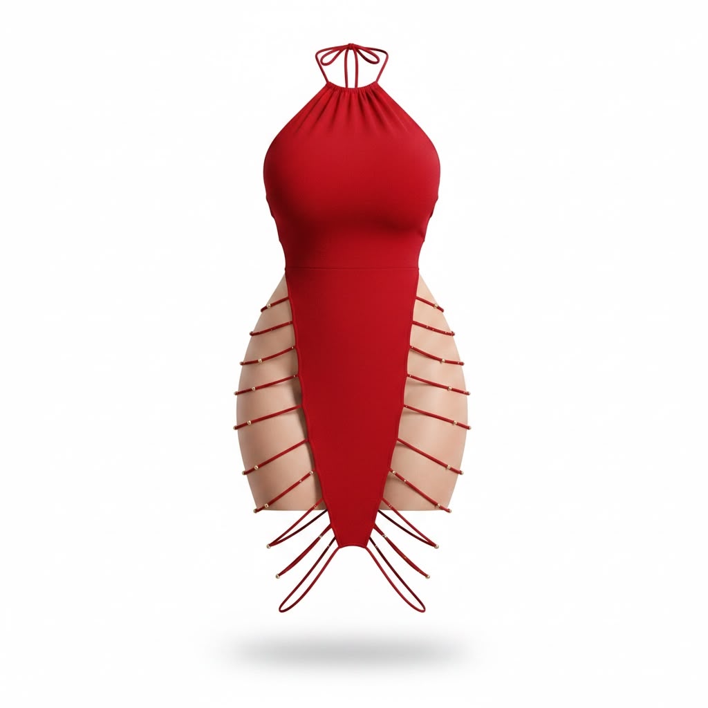 Side Cut-Out Strappy Lingerie Dress