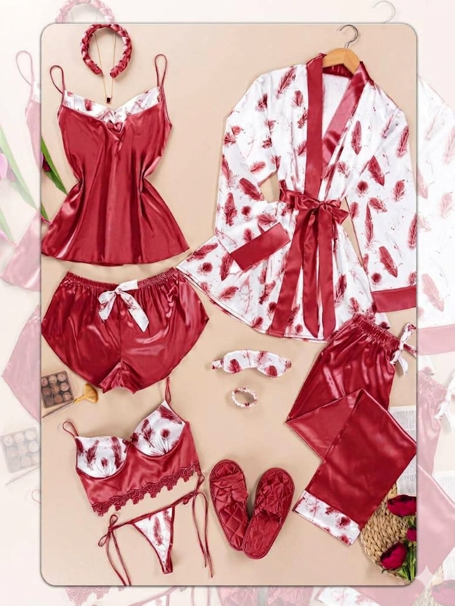 Premium 10-piece Syrian satin pajama set