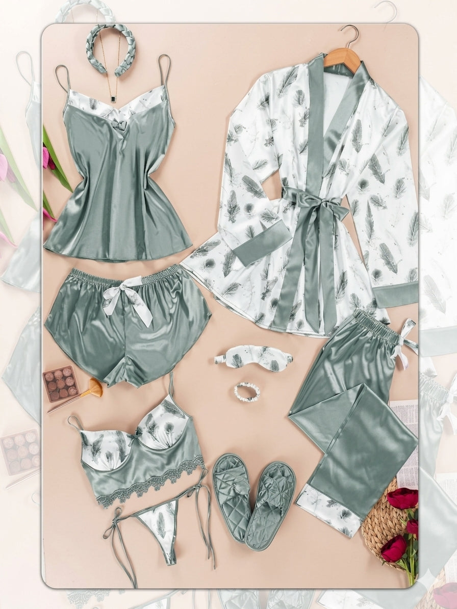 Premium 10-piece Syrian satin pajama set