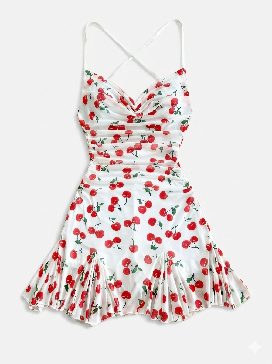 Sweet Cherry Strappy Mini Dress