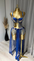 Handmade belly dance costume (Blue)