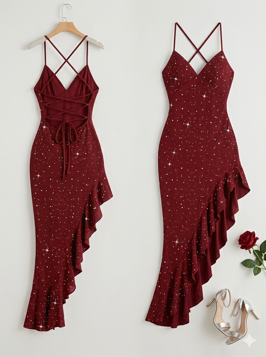 Curvy sparkly ruffled dress