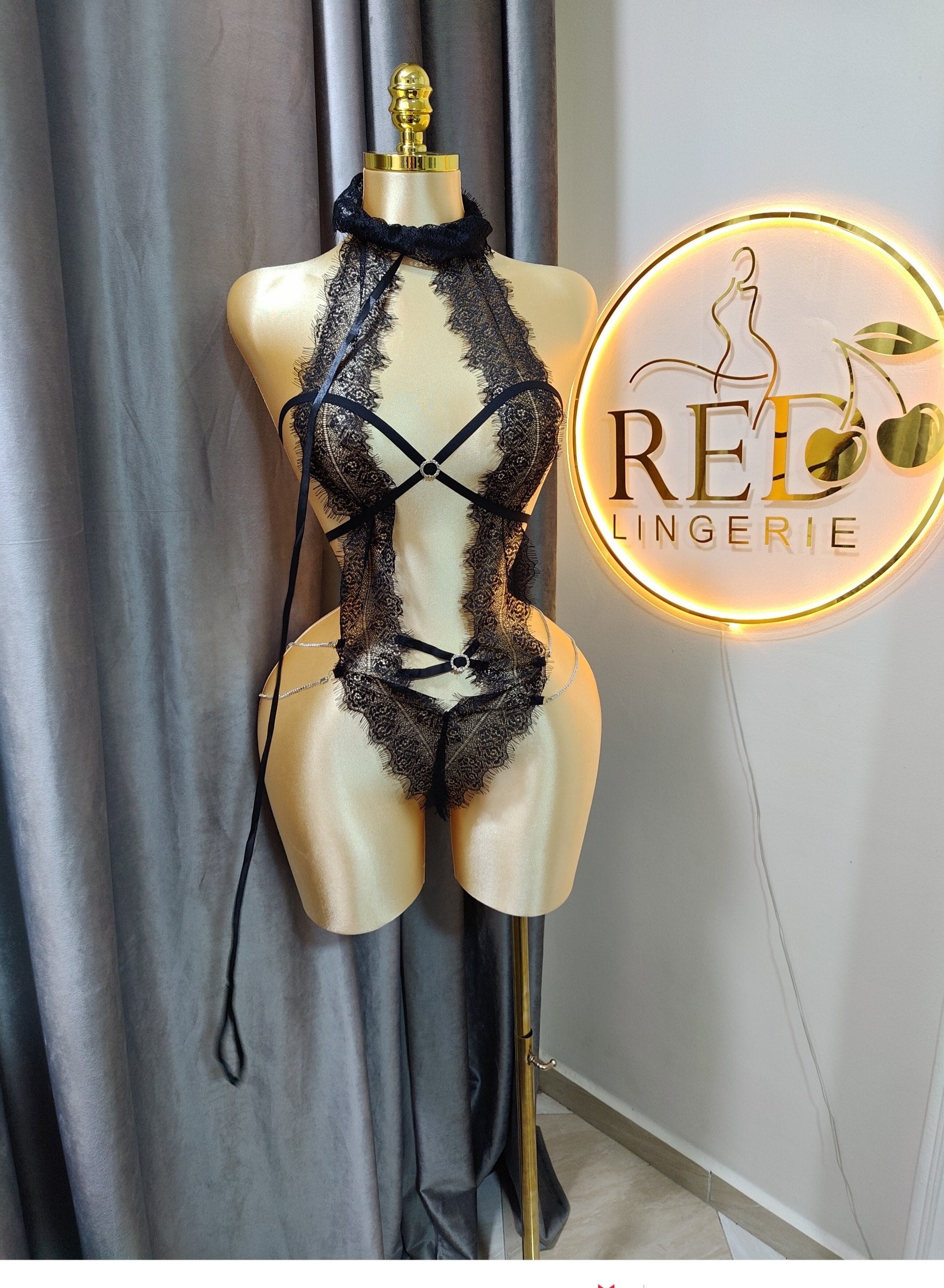 Lace Cut-Out Cat Costume Bodysuit