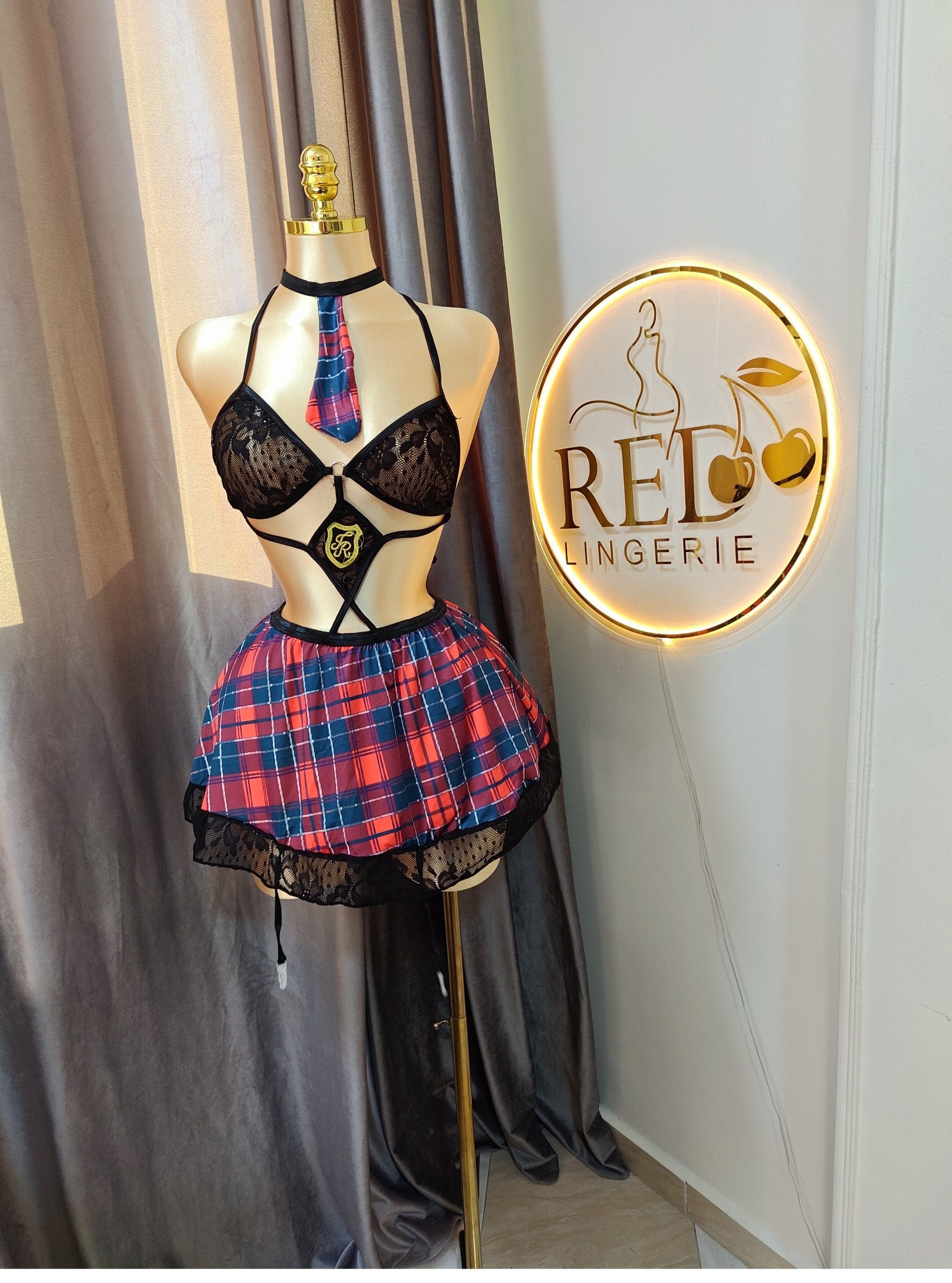 Strappy Lace Schoolgirl Costume