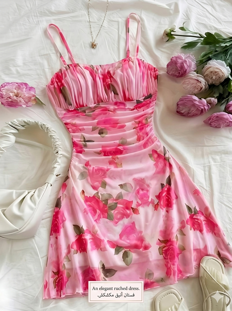 Elegant pink mesh mini dress