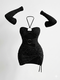 Sparkly black cutout mini dress
