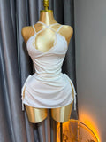 V-Neck Side-Tie Lingerie Mini Dress