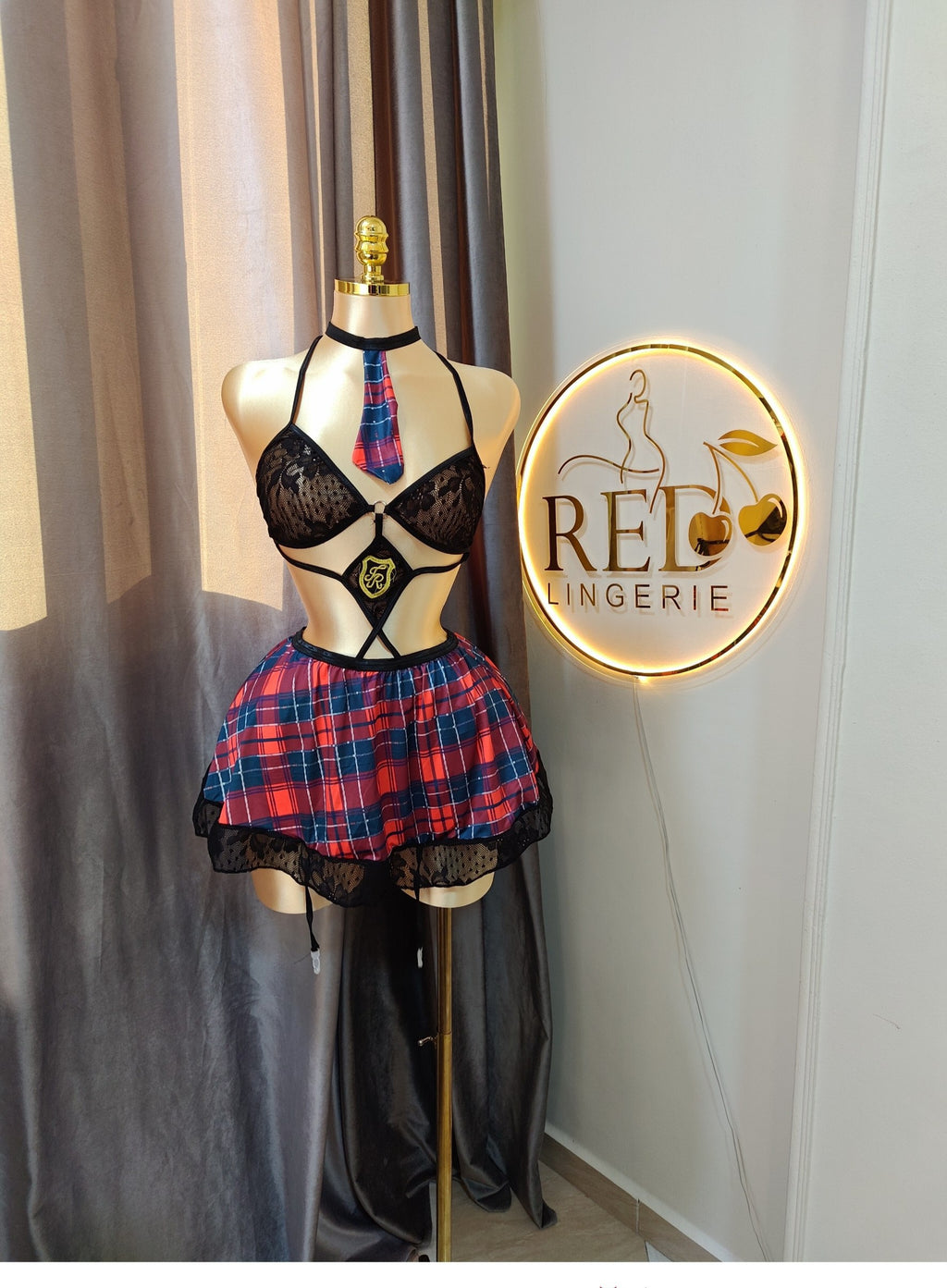 Strappy Lace Schoolgirl Costume