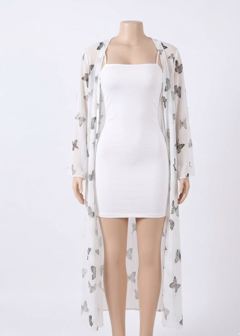 Dress with butterfly cardigan