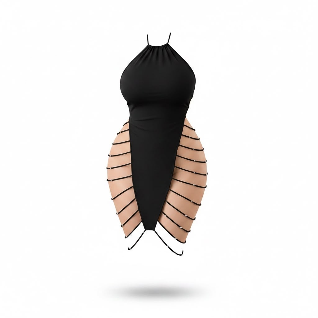 Side Cut-Out Strappy Lingerie Dress
