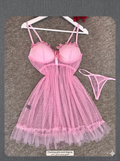 Charming pink dotted tulle babydoll