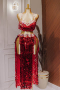 Handmade belly dance costume (RED)