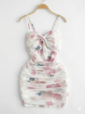 Elegant Floral Ruched Mini Dress