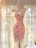 Elegant pink mesh bodycon mini dress