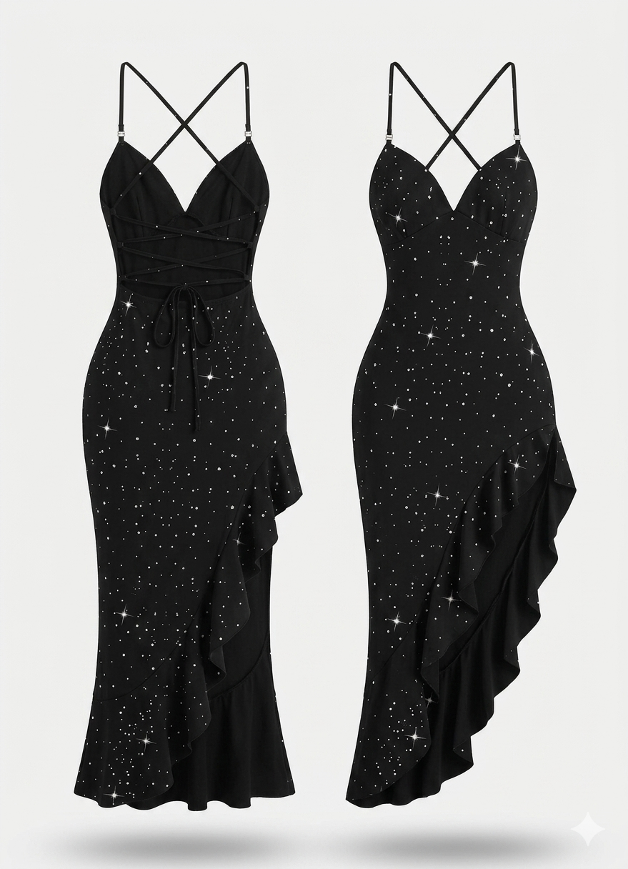 Curvy sparkly ruffled dress