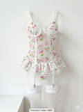 Cherry print lace lingerie set