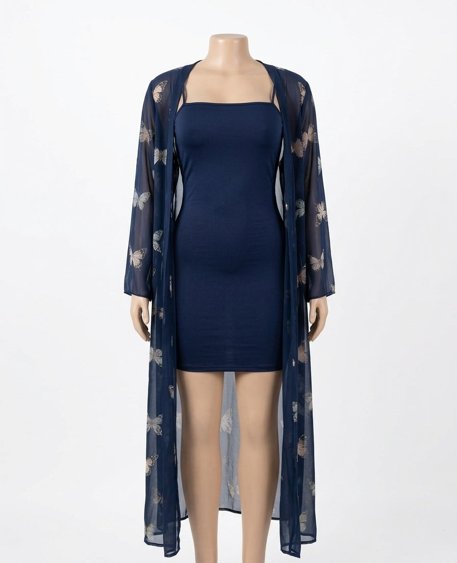 Dress with butterfly cardigan