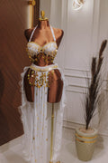 Handmade belly dance costume (white with gold)