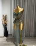 handmade belly dance outfit in teal