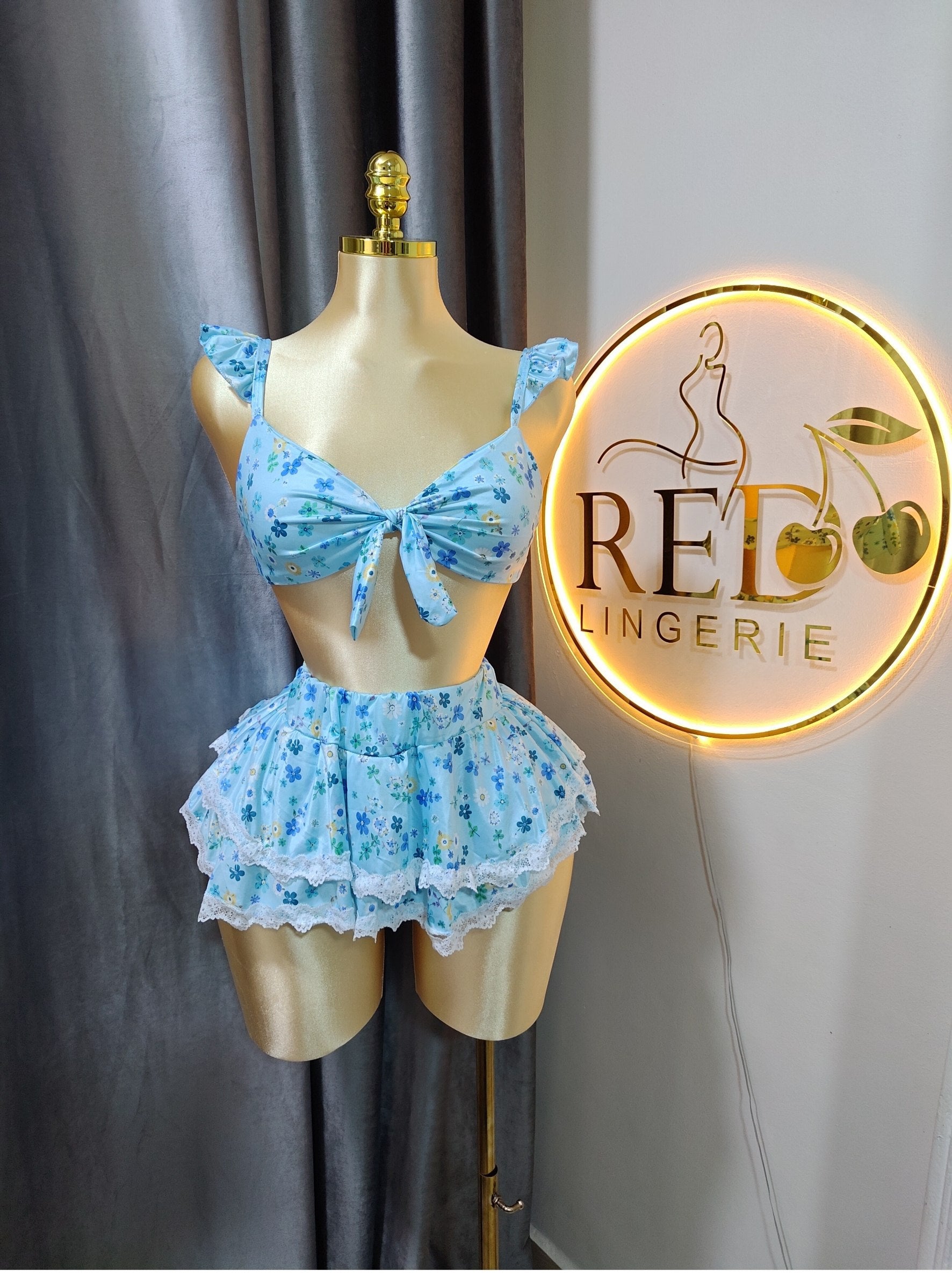 2-Piece Floral Tie-Front Skirt Set